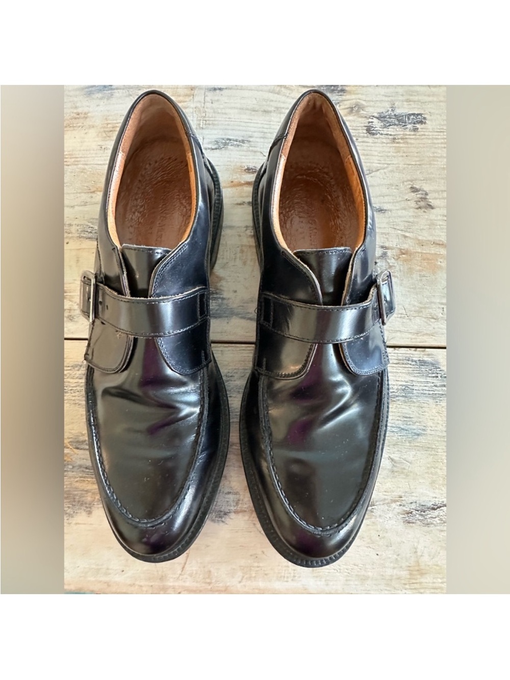 Classic Black Leather Monk Strap Dress Shoes - Men